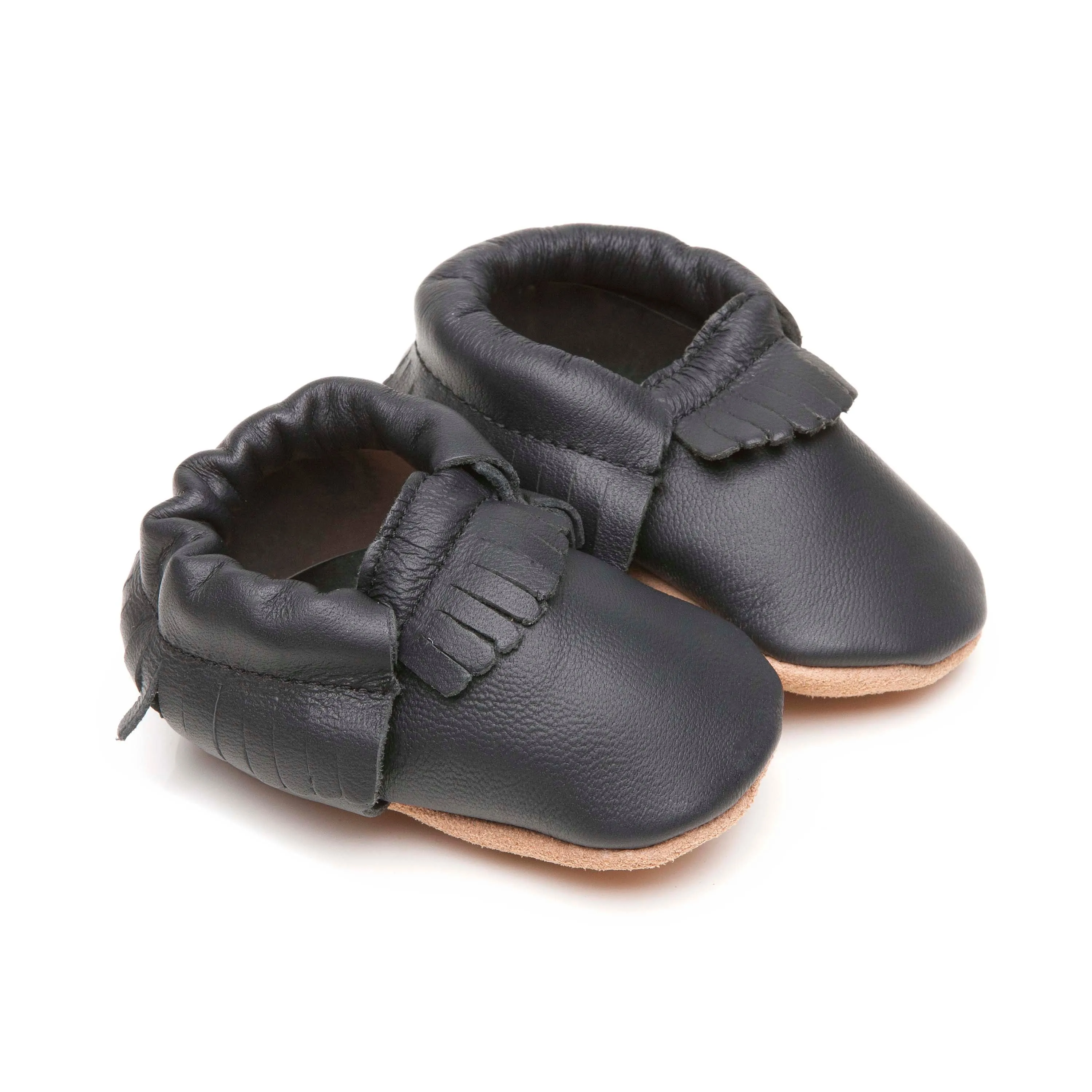 baby moccasins in black