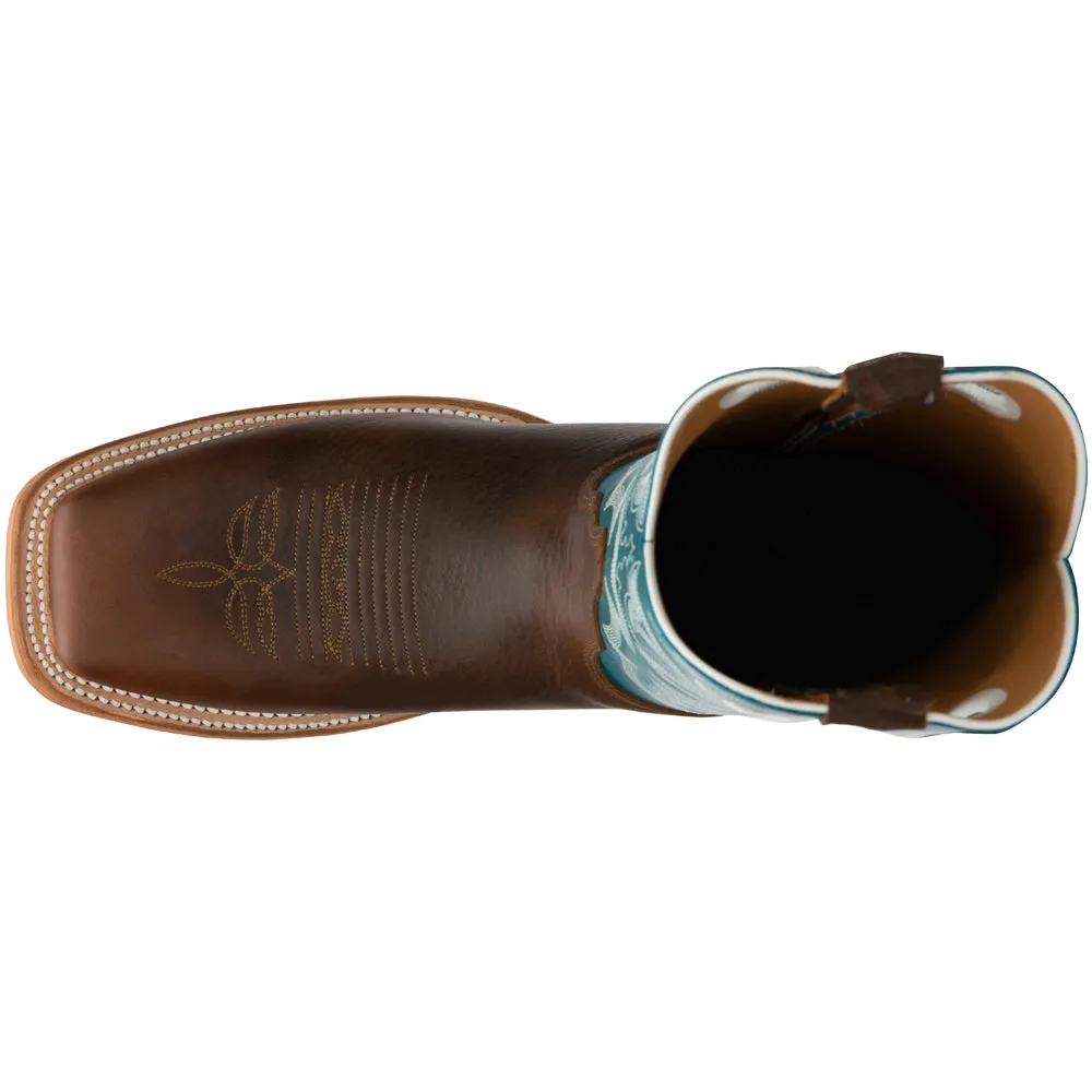Caddo Embroidered Square Toe Pull On Cowboy Boots
