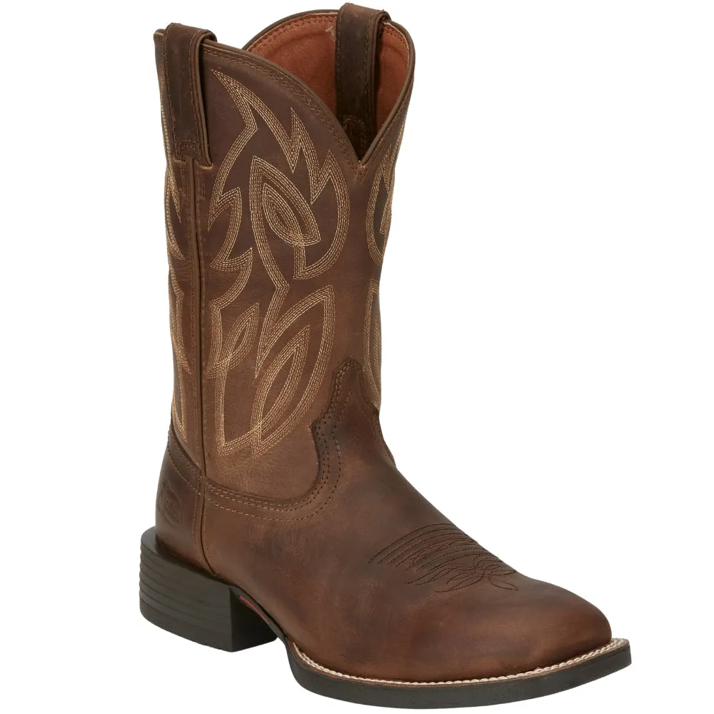 Canter 11 Inch Water Buffalo Embroidered Square Toe Pull On Cowboy Boots