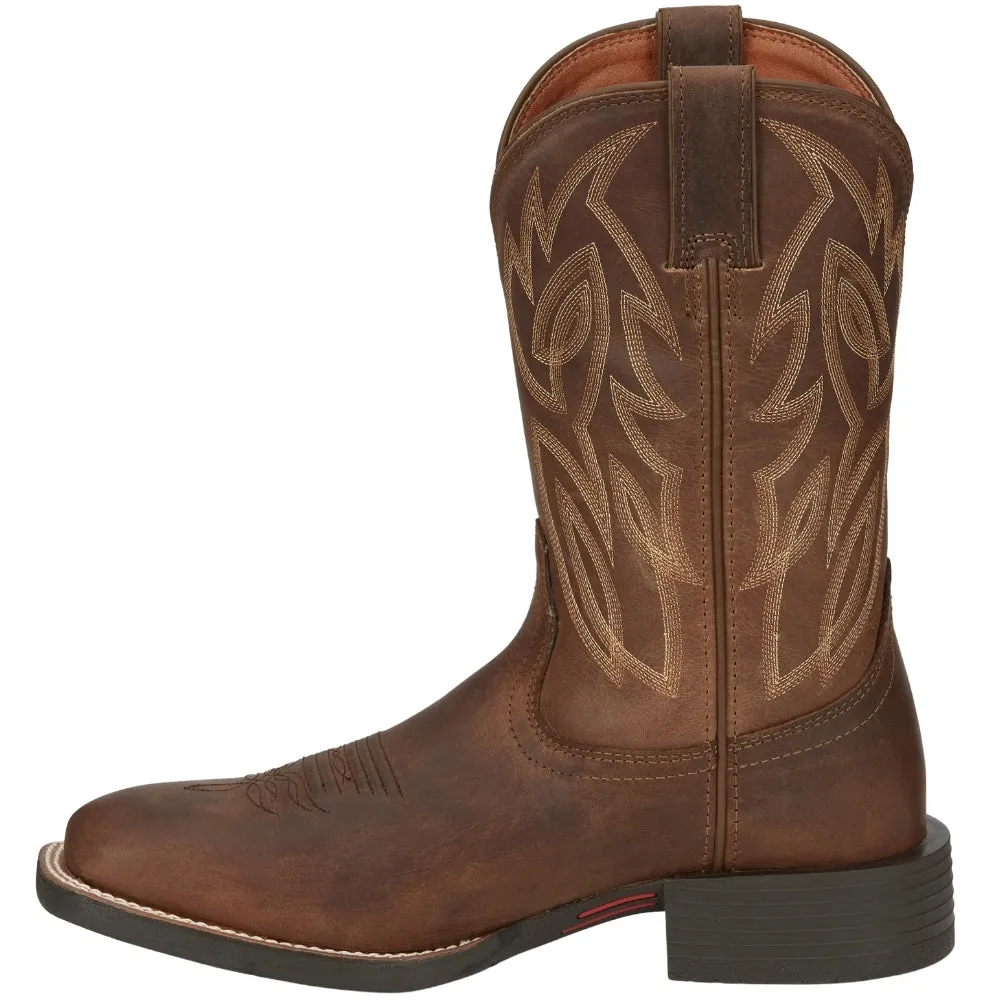 Canter 11 Inch Water Buffalo Embroidered Square Toe Pull On Cowboy Boots
