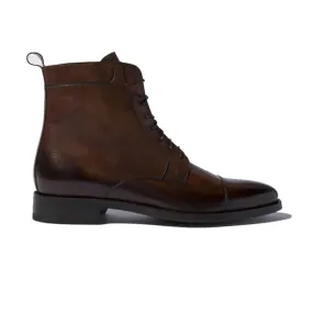 Derby Dark Brown Leather High Ankle Boots