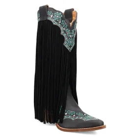 Dingo Womens Tequila Sunrise Black Suede Cowboy Boots