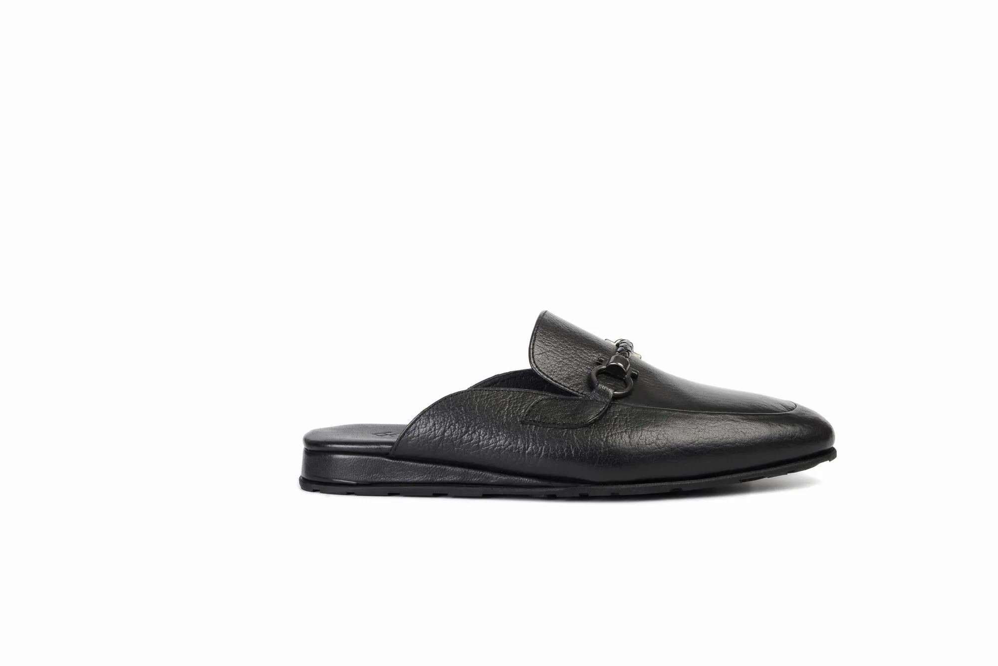 FOOT FEDERATION HORSEBIT MOC-TOE MEN'S LEATHER SLIPPER BLACK