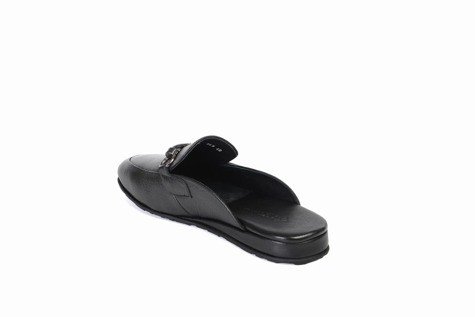 FOOT FEDERATION HORSEBIT MOC-TOE MEN'S LEATHER SLIPPER BLACK