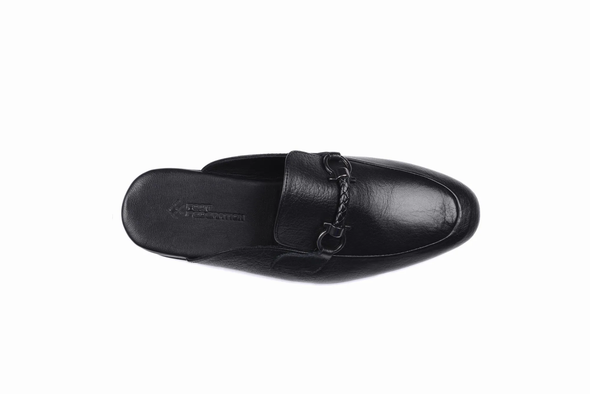 FOOT FEDERATION HORSEBIT MOC-TOE MEN'S LEATHER SLIPPER BLACK