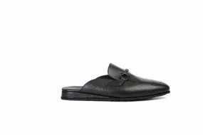 FOOT FEDERATION HORSEBIT MOC-TOE MEN'S LEATHER SLIPPER BLACK