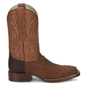 King Full Quill Ostrich Wide Square Toe Cowboy Boots