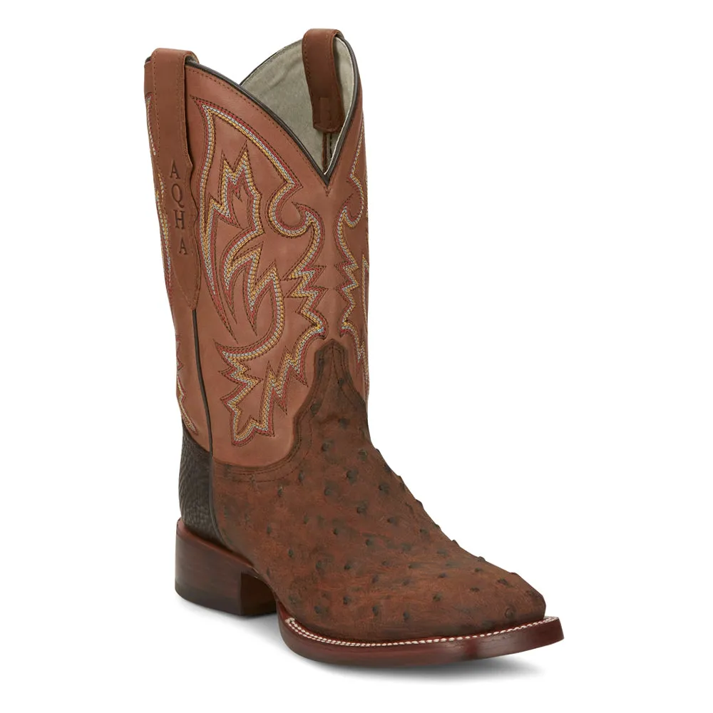 King Full Quill Ostrich Wide Square Toe Cowboy Boots