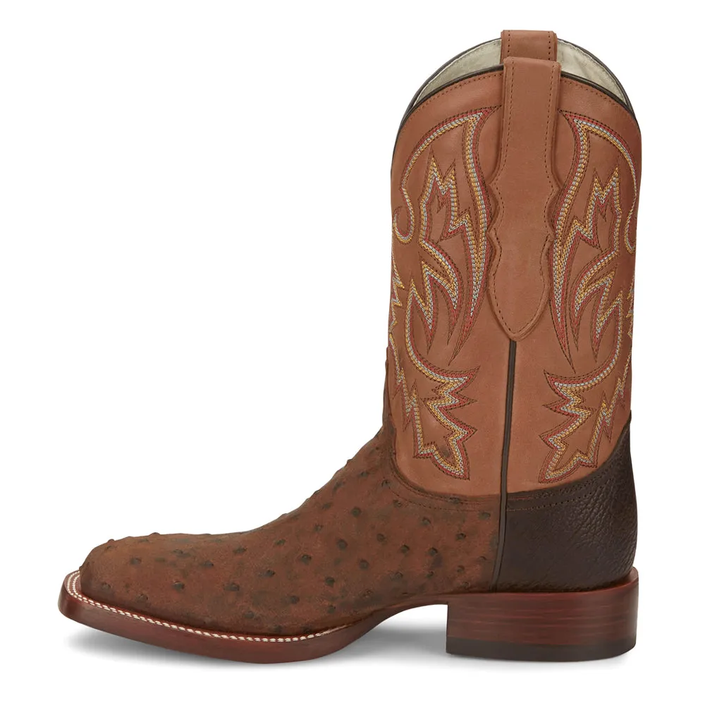 King Full Quill Ostrich Wide Square Toe Cowboy Boots