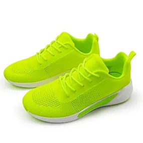 LUCKY-STEP Womens Walking Tennis Shoes Lightweight Breathable Mesh Memory Foam Casual Sneakers for Work Gym (Neon Yellow,6 B(M) US)
