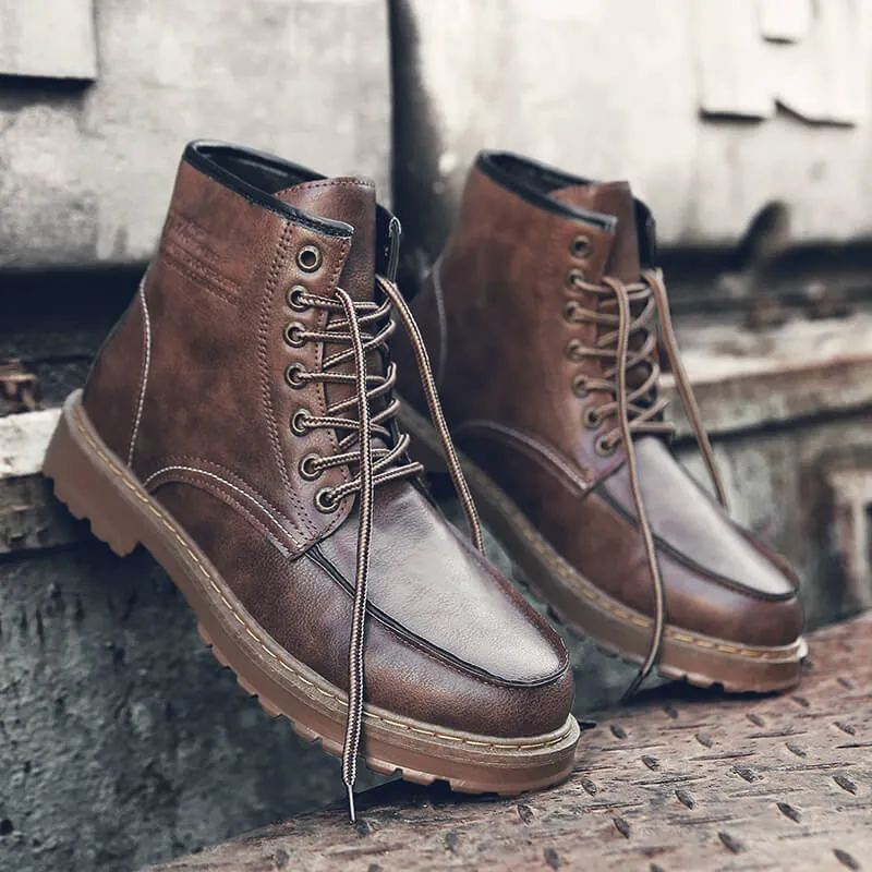 Men's Martin Boots Retro Casual Ankle Boots Tooling Shoes Boots Rubber Sole