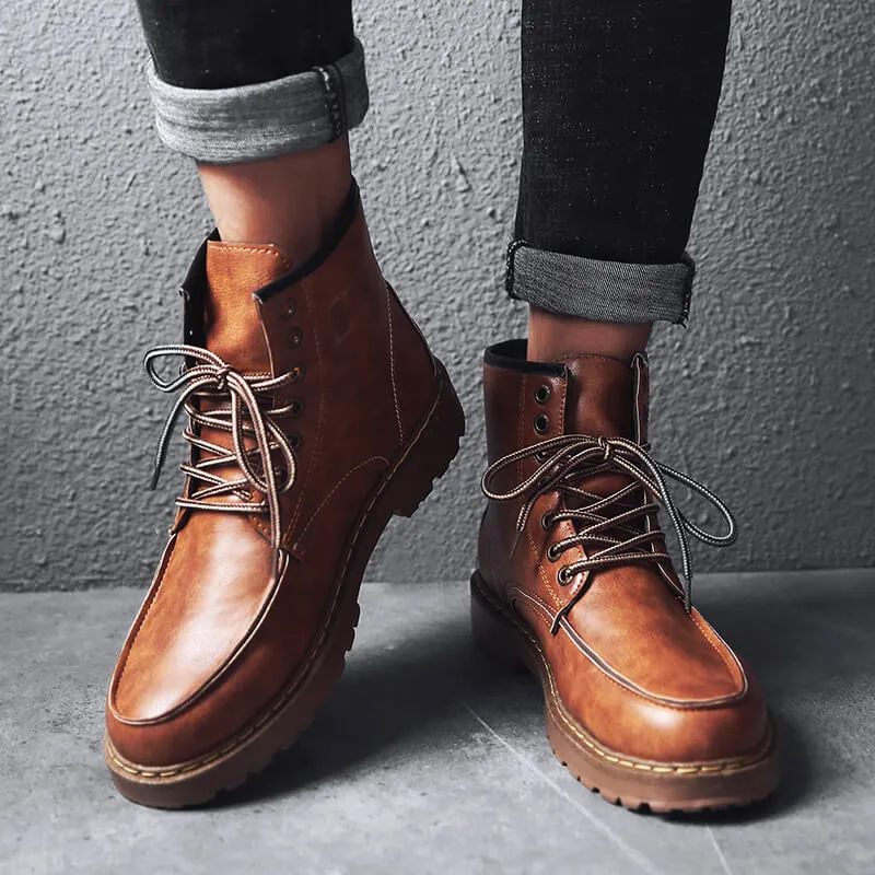 Men's Martin Boots Retro Casual Ankle Boots Tooling Shoes Boots Rubber Sole