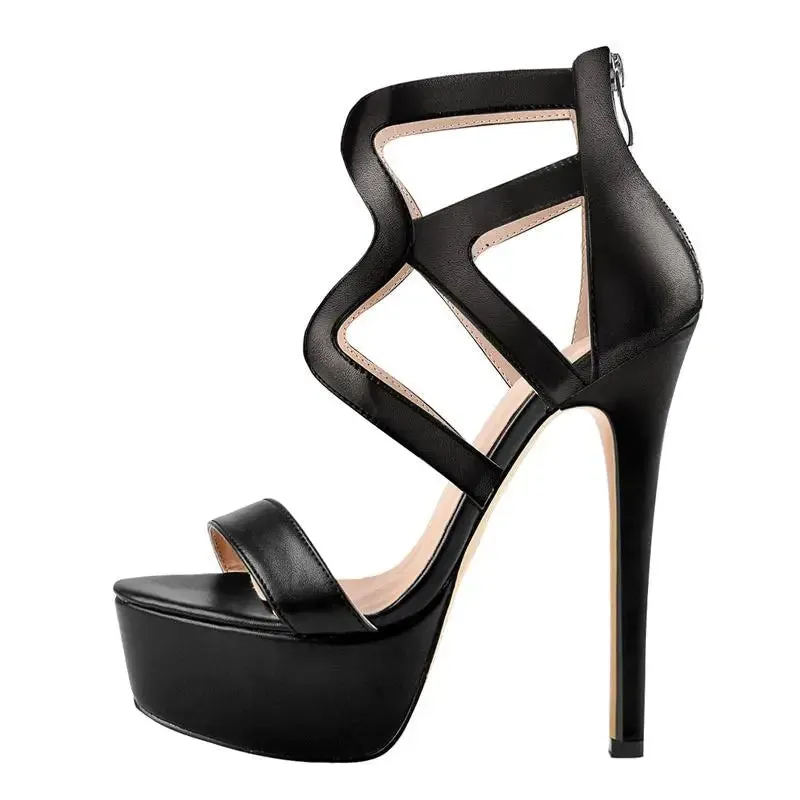 Patent Leather Platform Open Toe Ankle Strap Thin High Heel Sandals