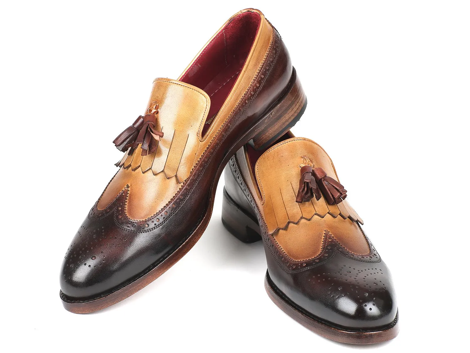 Paul Parkman Kiltie Tassel Loafer Beige & Brown