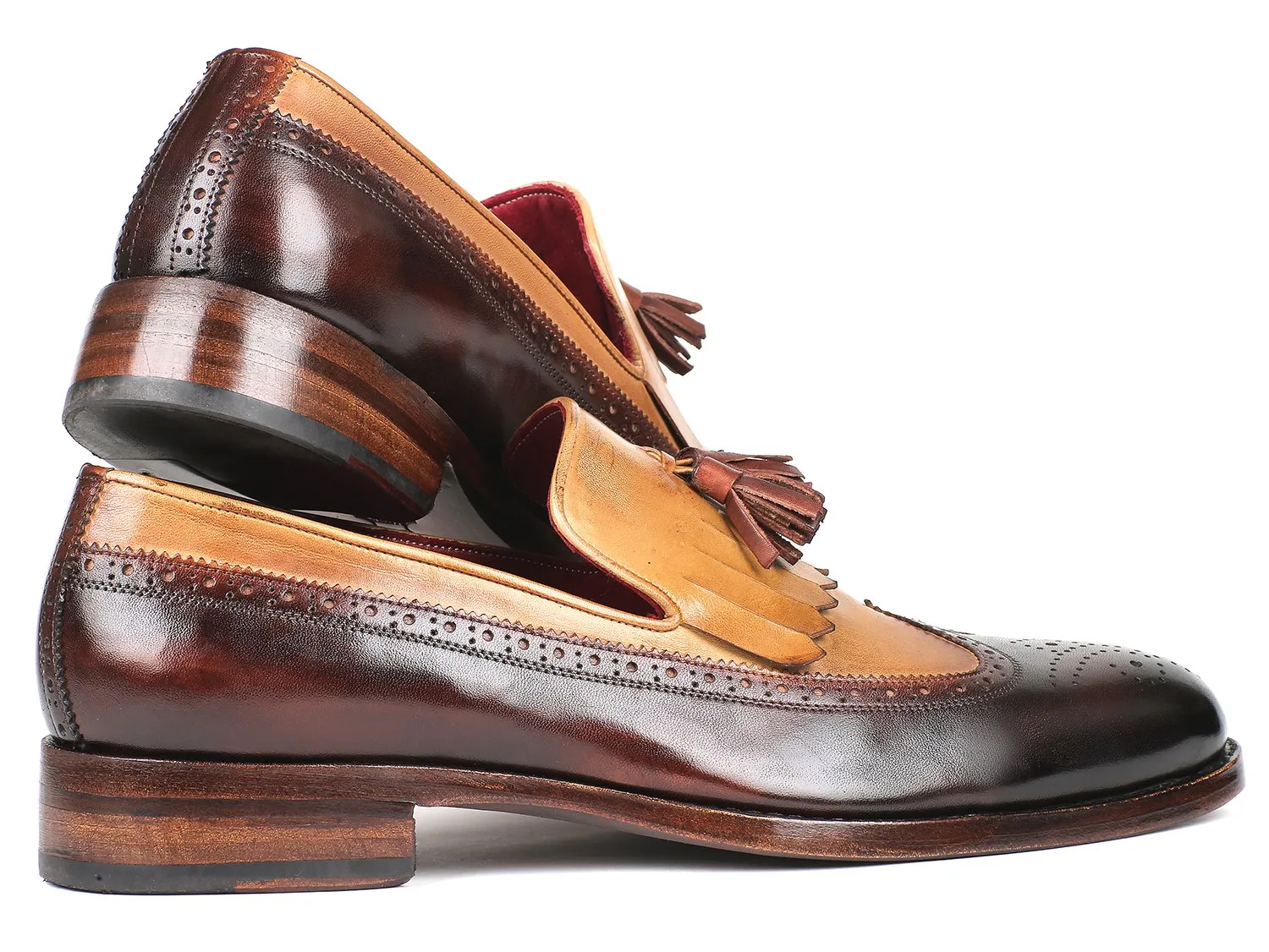 Paul Parkman Kiltie Tassel Loafer Beige & Brown
