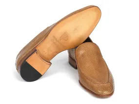 Paul Parkman Perforated Leather Loafers - Beige