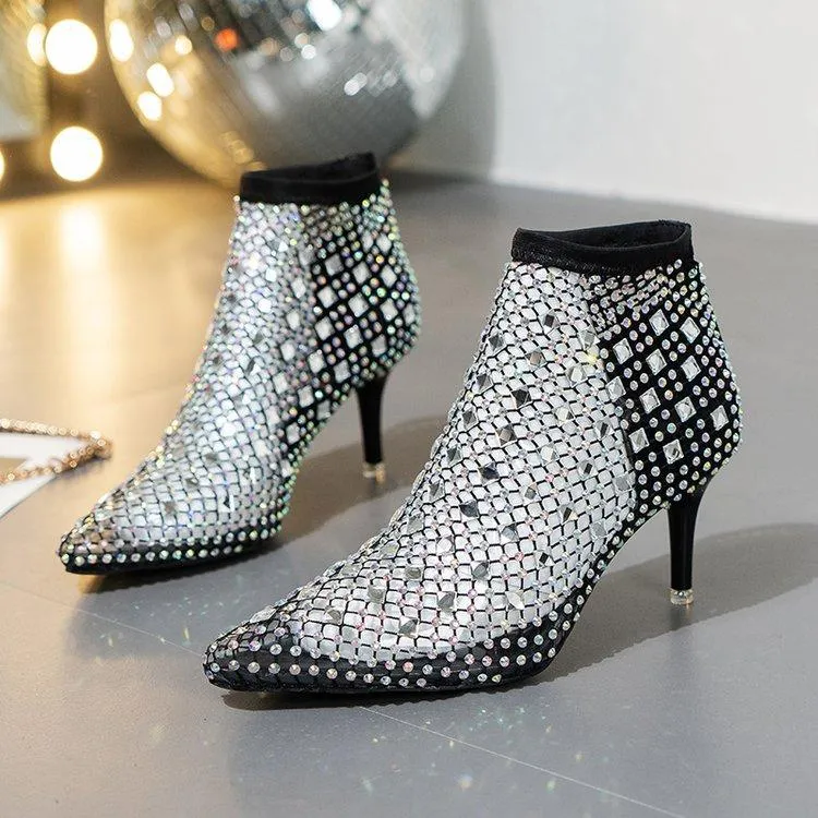 Shiny Diamond High Heels Versatile Sandals