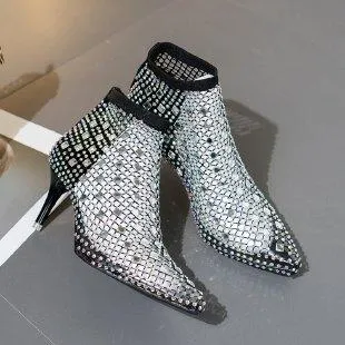 Shiny Diamond High Heels Versatile Sandals