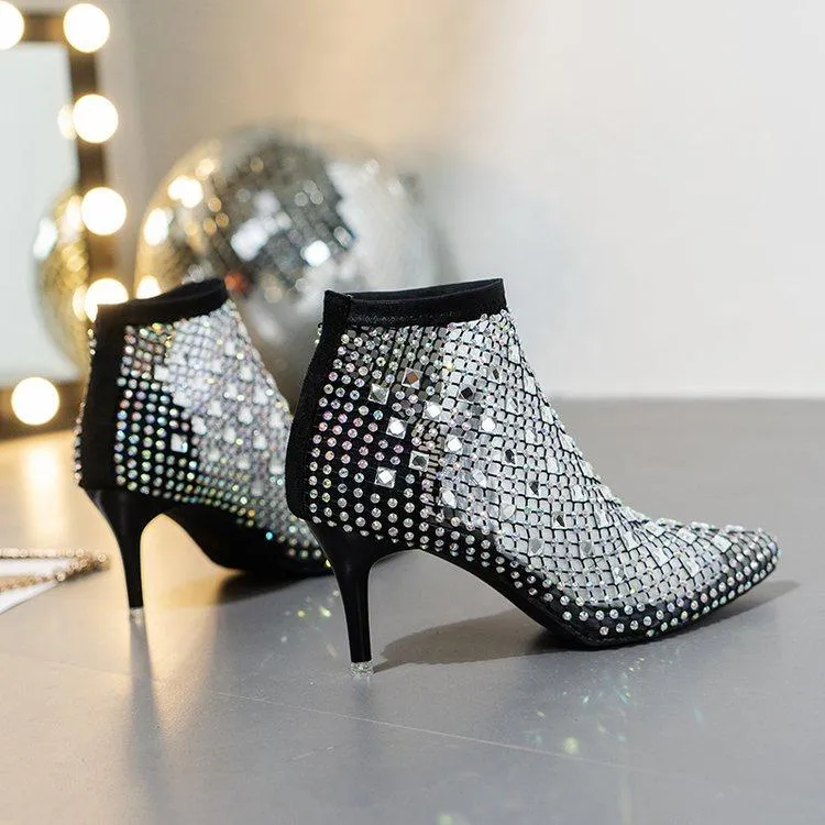 Shiny Diamond High Heels Versatile Sandals