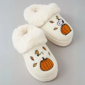 Snoopy Embroidered Slippers – Pumpkin Fall Indoor Comfort