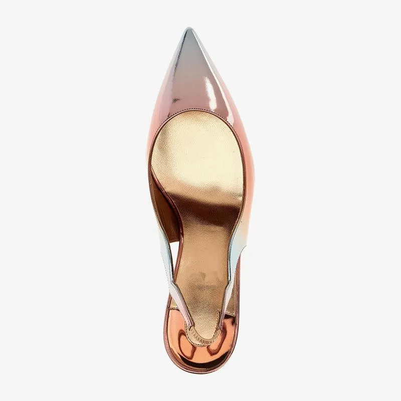 Stylish Multi-color Mirrored Leather Slingback
