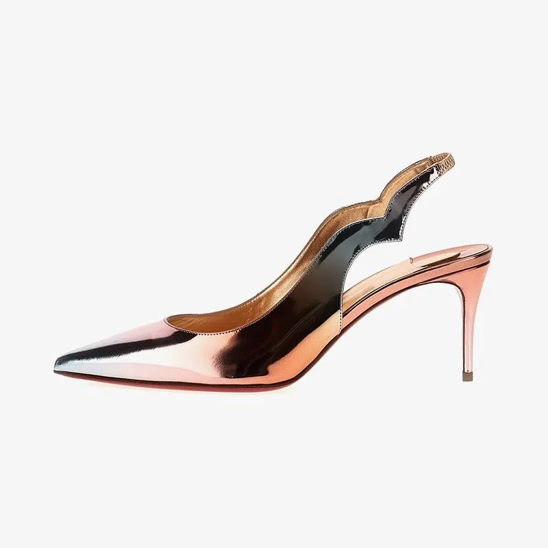 Stylish Multi-color Mirrored Leather Slingback