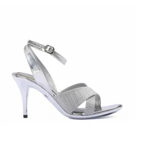 Stylish Silver Crisscross Heel Sandals | 278C-S