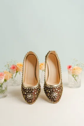 Stylish Stone beaded brown color heels