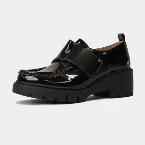 Umbers Black Patent Heeled Loafers