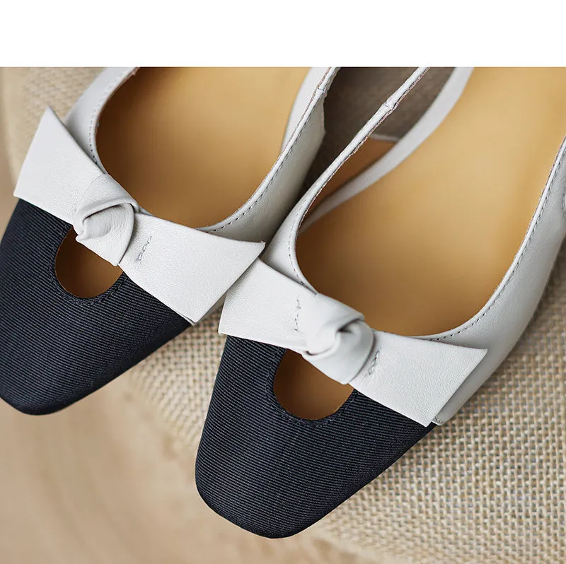 Versatile sandals with coloured bow for women with square toe