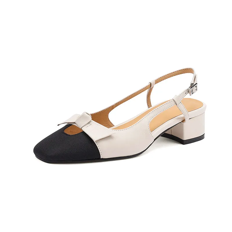 Versatile sandals with coloured bow for women with square toe