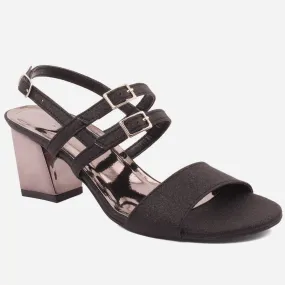 Women "BEHATI" Glossy Chrome Block Heel Sandals
