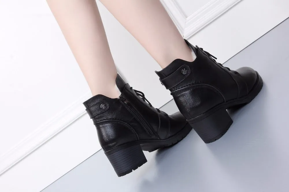 Women's Winter Soft Genuine Leather Ankle Boots With Fur Inside
