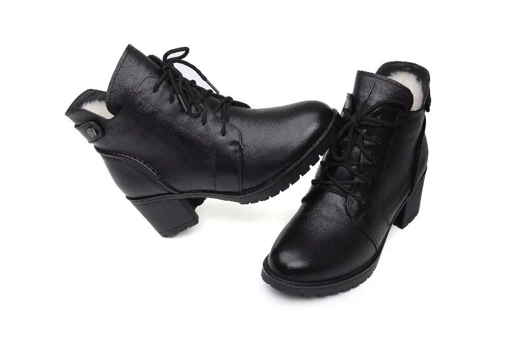 Women's Winter Soft Genuine Leather Ankle Boots With Fur Inside