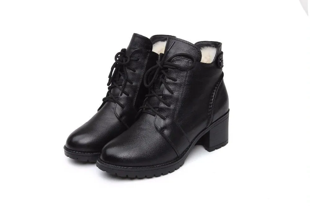 Women's Winter Soft Genuine Leather Ankle Boots With Fur Inside